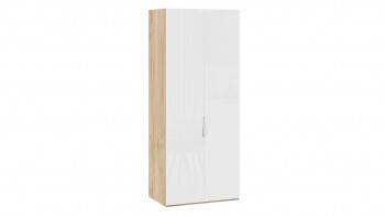 Шкаф для одежды с 2 глухими дверями «Эмбер» Яблоня Беллуно/Белый глянец в Барабинске - barabinsk.mebel54.com | фото