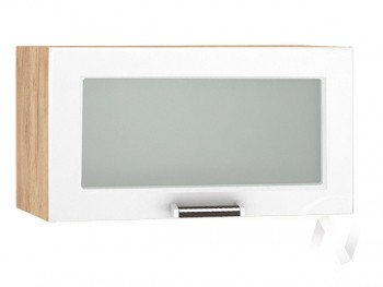 Шкаф верхний со стеклом Прага ШВГС 600 (Белое дерево/корпус дуб крафт золотой) в Барабинске - barabinsk.mebel54.com | фото