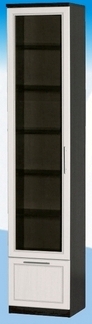 Шкаф высокий с ящиком и стеклодверью ДЛЯ ГОСТИНОЙ ШВЯС-450 Венге/Дуб выбеленный в Барабинске - barabinsk.mebel54.com | фото